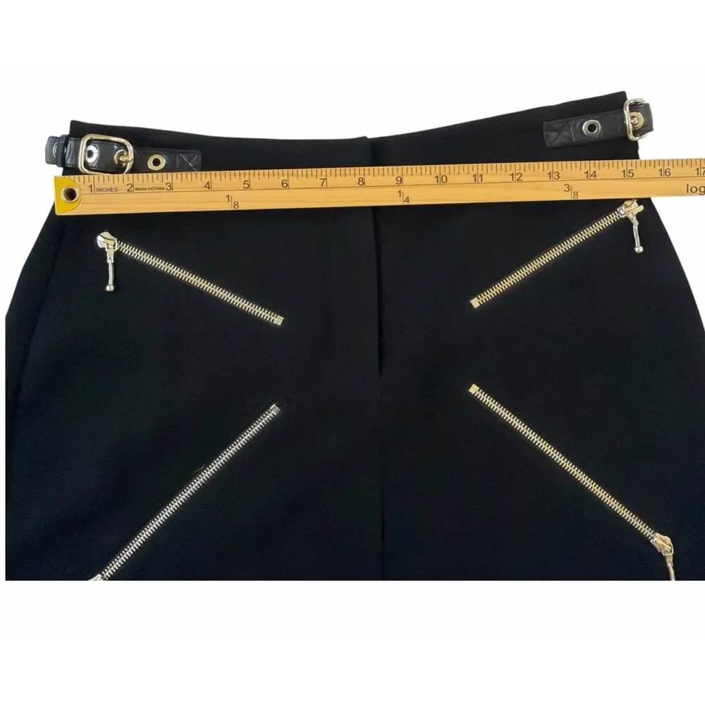 Alexander Wang Cupro Mini Skirt Black Womens Size 8 Multi Zip Edgy Designer